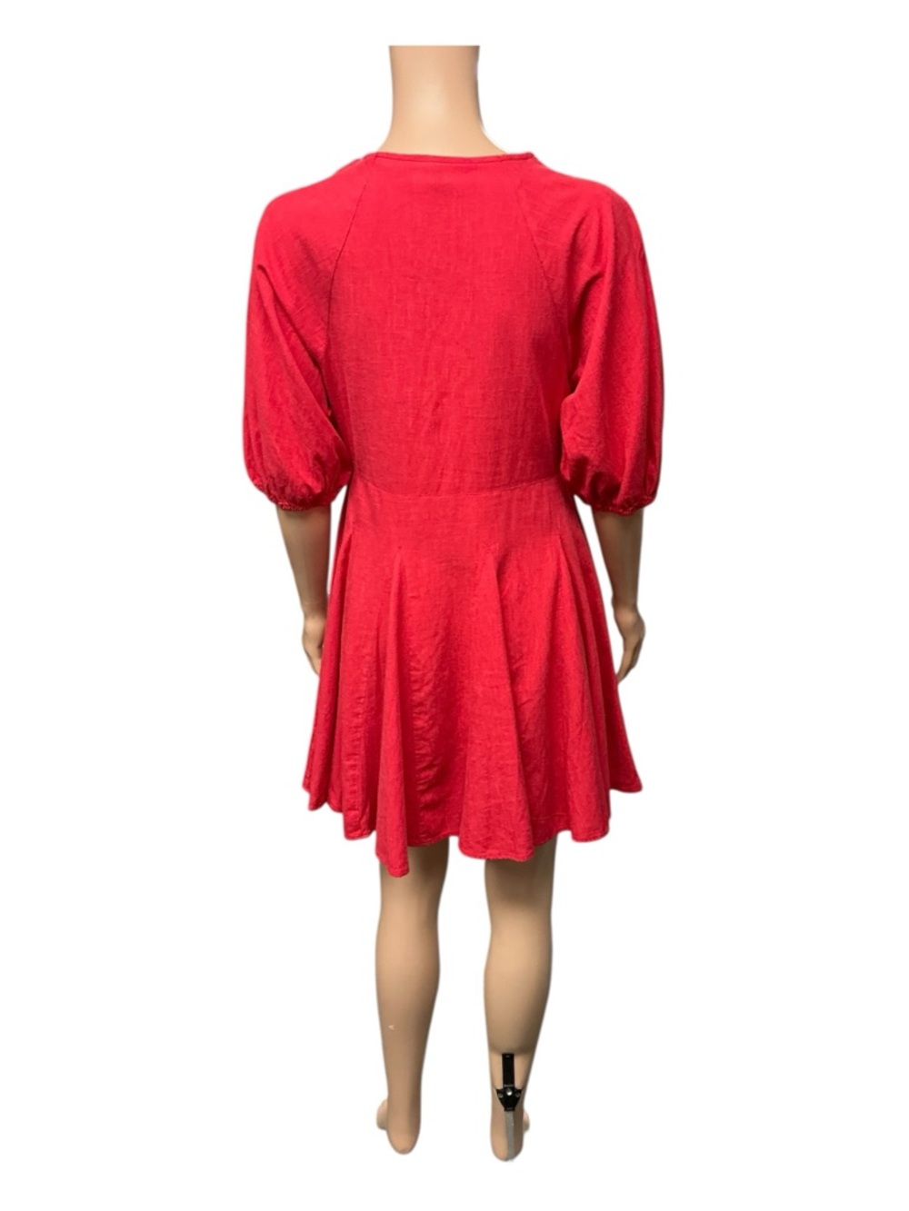 Universal Thread - NWT - Red V-Neck Puff Sleeve Skater Dress - Picture 5 of 6